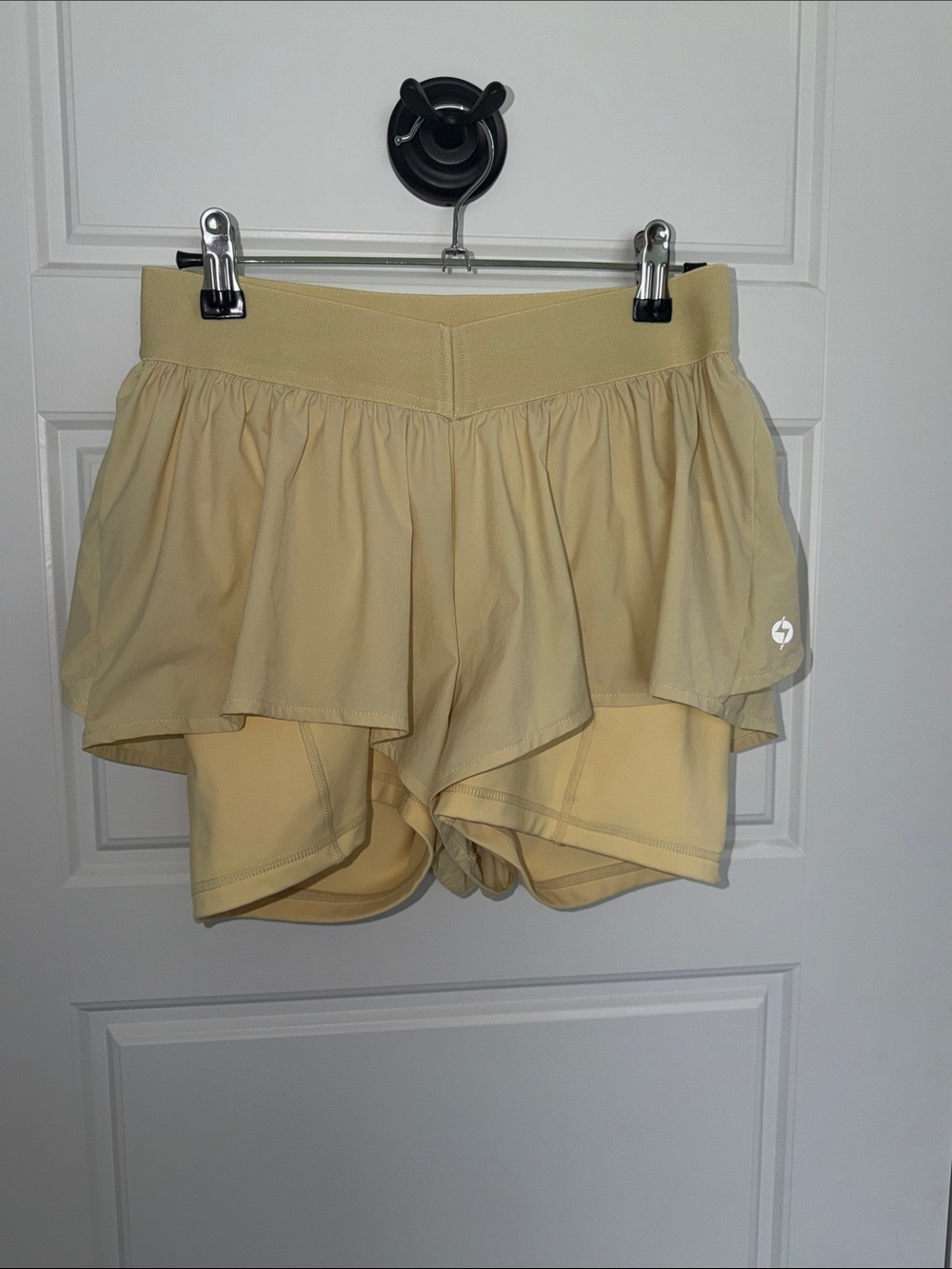 POPFLEX buttercream Ruffle Layered Athletic Skort Shorts